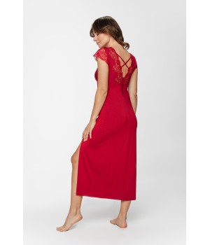 Camisón largo ajustado micromodal elastano negro detalle